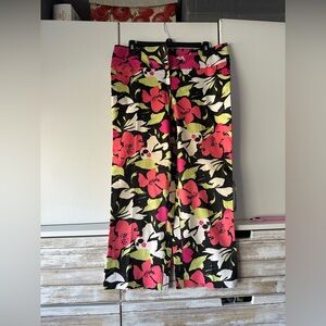 Cache Black and Pink Floral Pants